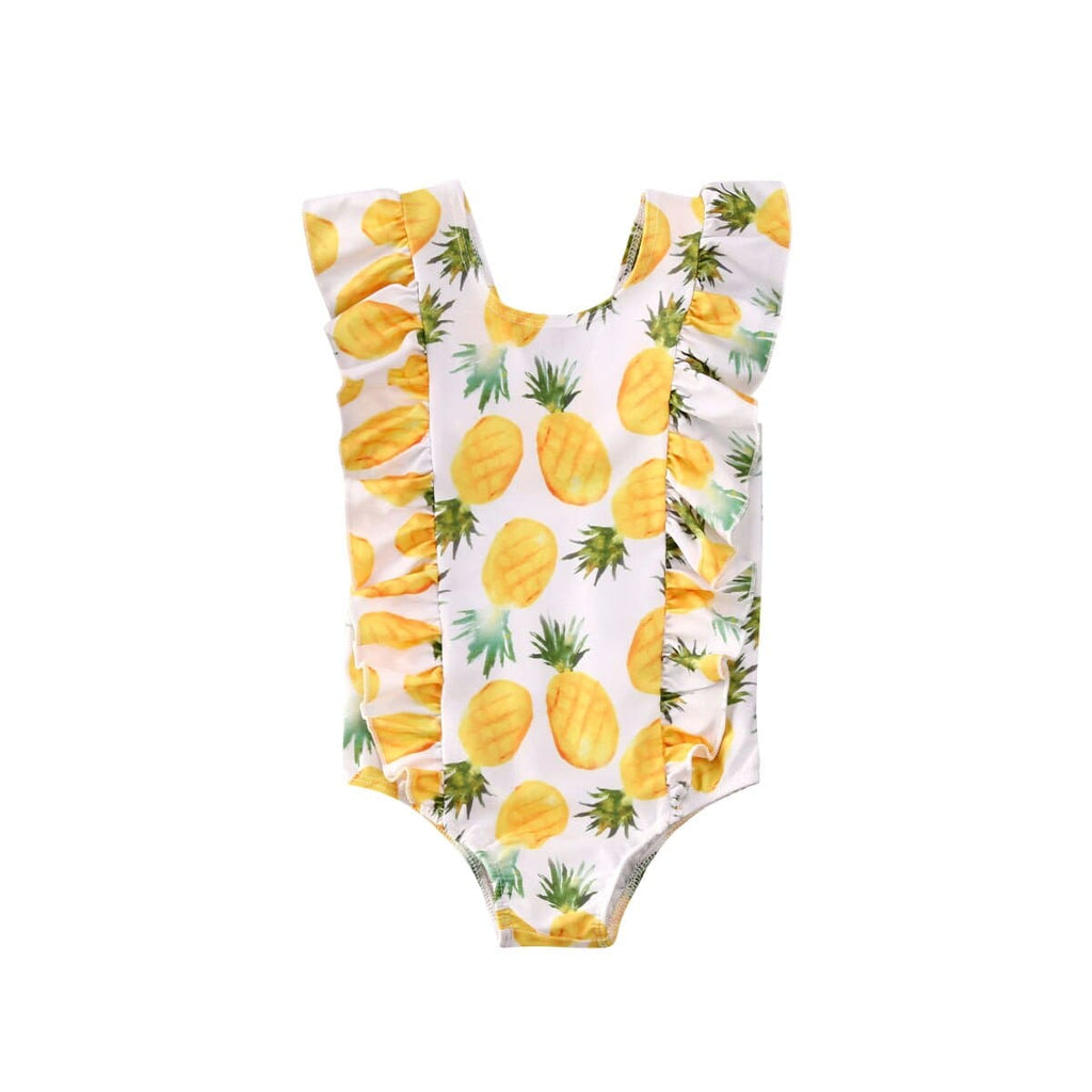 babies and kids Clothing H / 6 12M Summer Swimsuit for Little Girls - Yellow Pineapple -The Palm Beach Baby