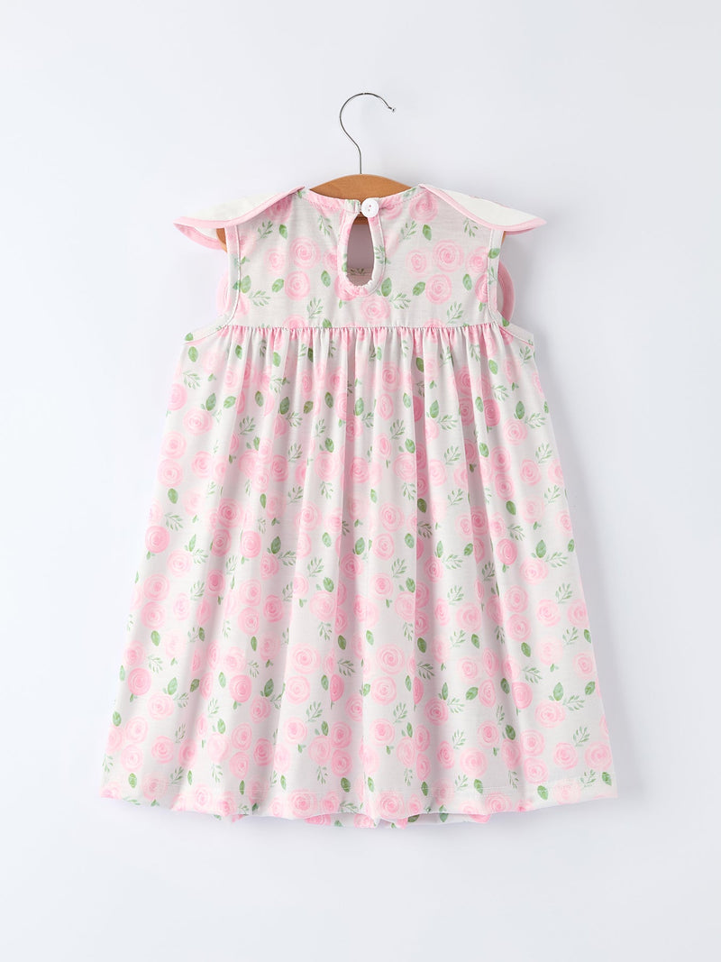 Smocked Pink Floral Collar Dress| The Palm Beach Baby