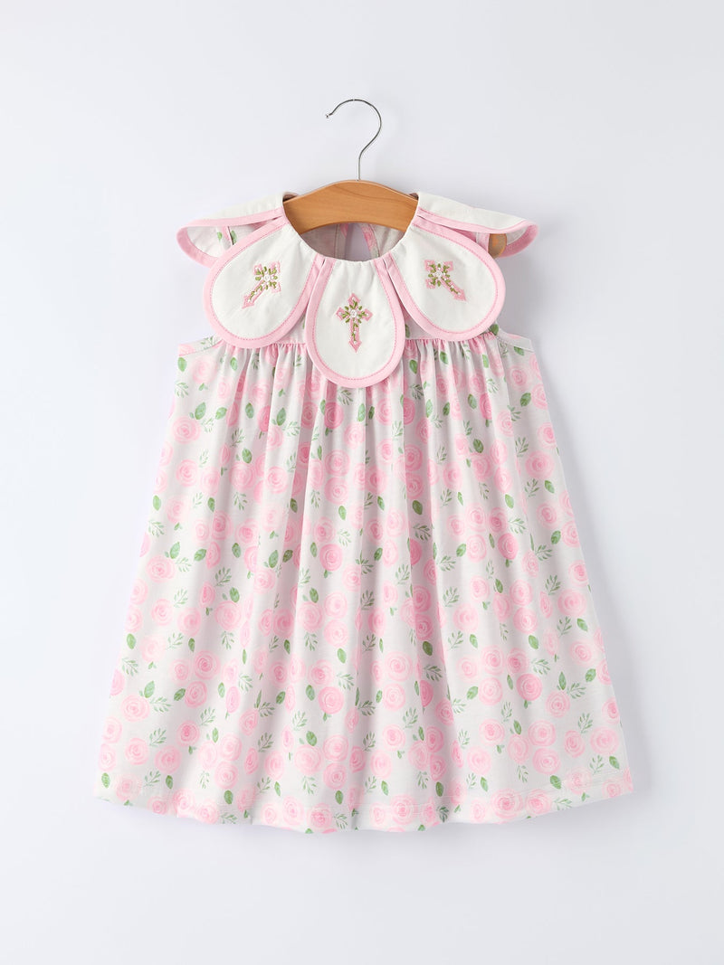 open lace back dress Peter Pan Collar Bodysuit Dress in Tulip main image 0