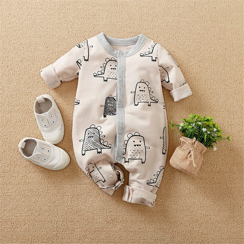 baby and kids apparel 8 / Newborn "Dinosaur Sweetie" Long Sleeved Romper -The Palm Beach Baby