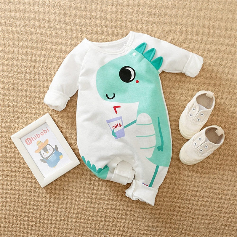 baby and kids apparel "Dinosaur Sweetie" Long Sleeved Romper -The Palm Beach Baby