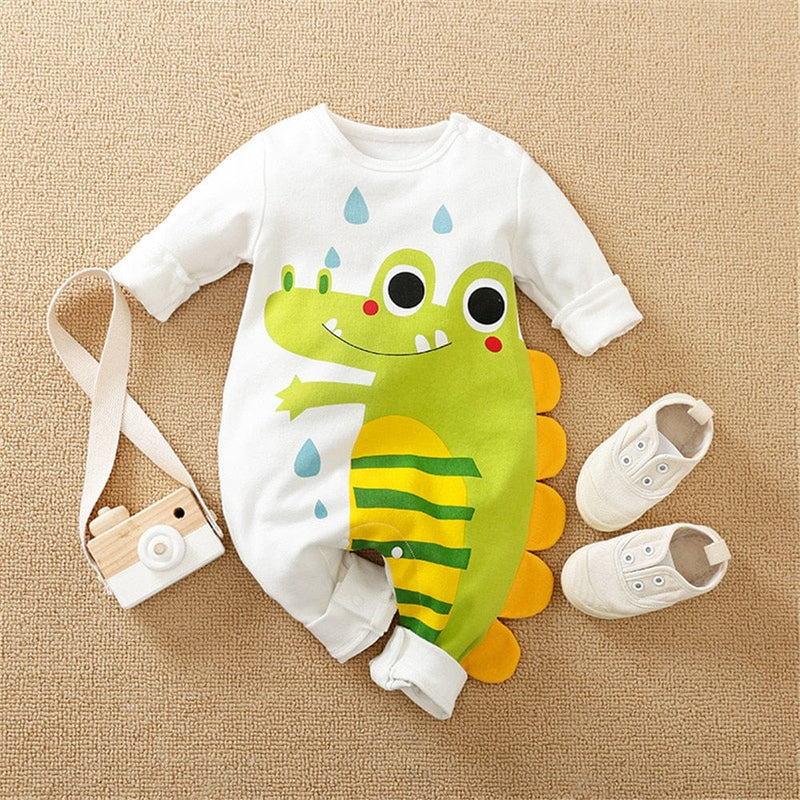 baby and kids apparel "Dinosaur Sweetie" Long Sleeved Romper -The Palm Beach Baby