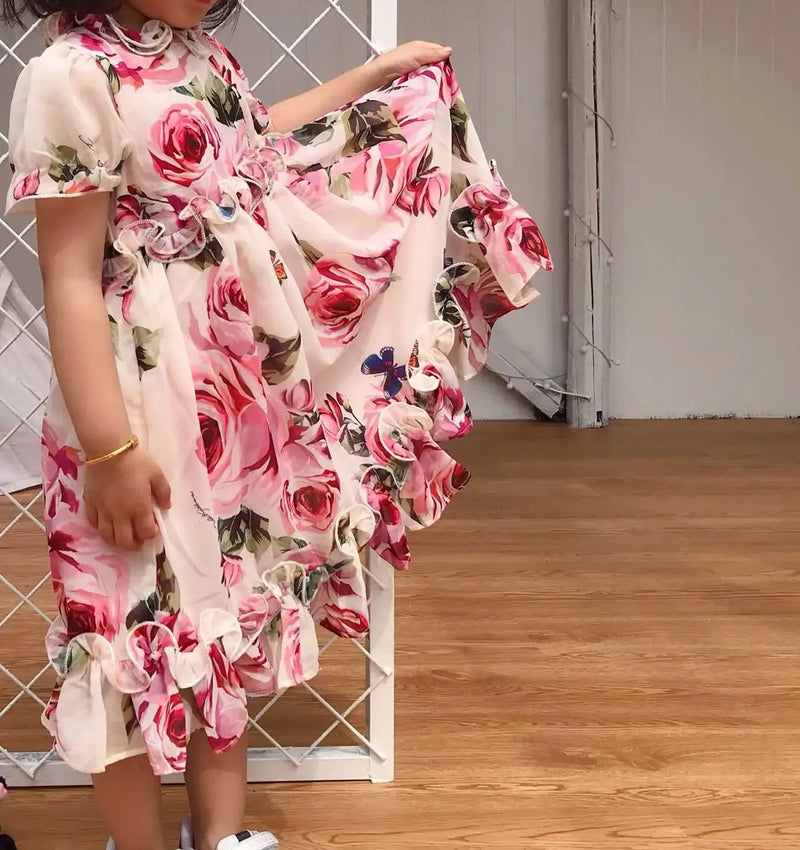 Elegant Toddler Dress - "A Rosie Day " Chiffon Party Dress The Palm Beach Baby Elegant Toddler Dress - "A Rosie Day " Chiffon Party Dress The Palm Beach Baby