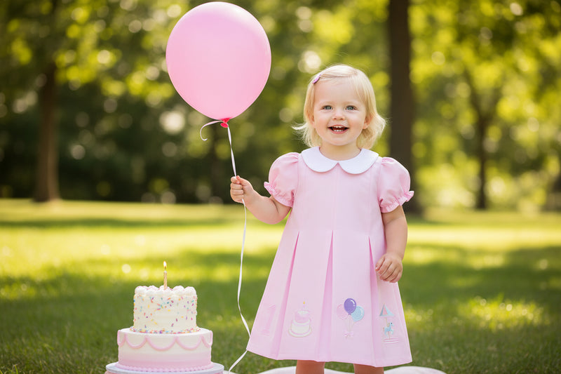 Little Brenda Birthday Embroidered Pink Party Dress  The Palm Beach Baby