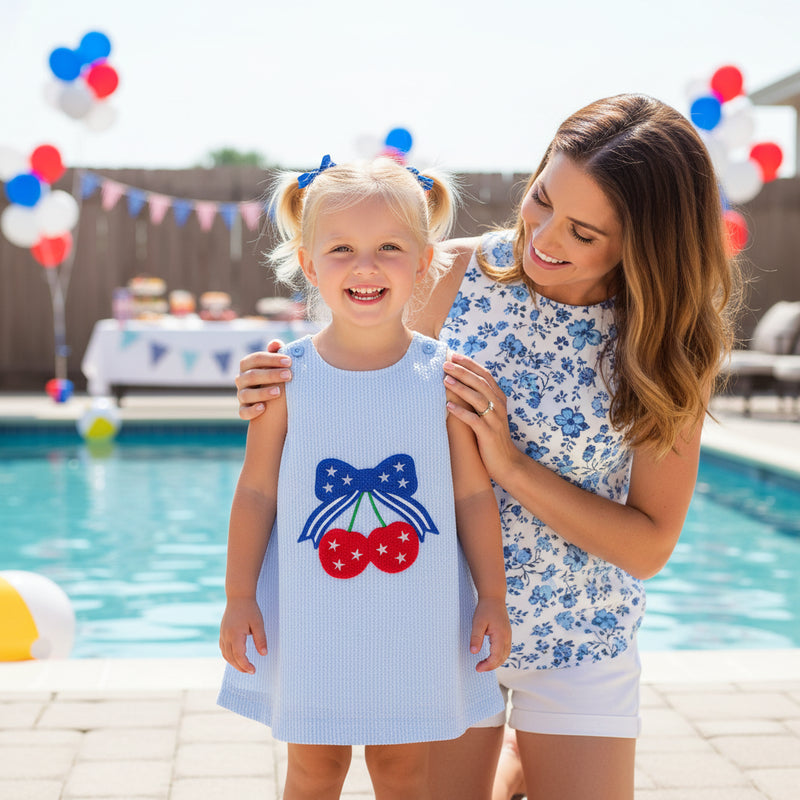 Girls Patriotic Summer Seersucker Dress – The Palm Beach Baby