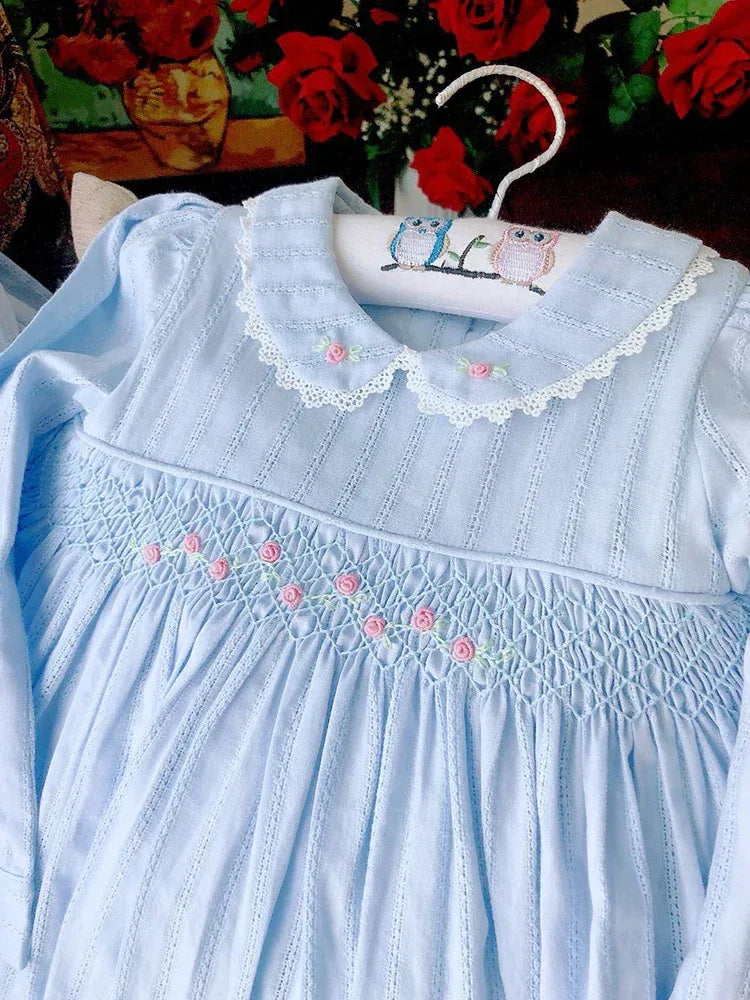 Embroidered Smocked Dress in Blue - The Palm Beach Baby Embroidered Smocked Dress in Blue - The Palm Beach Baby