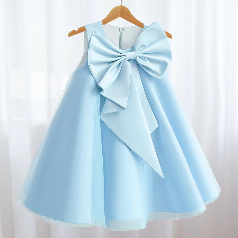 Elegant Sari Sleeveless Girls Party Dress With Big Bow - 7 Colors  The  Palm Beach Baby