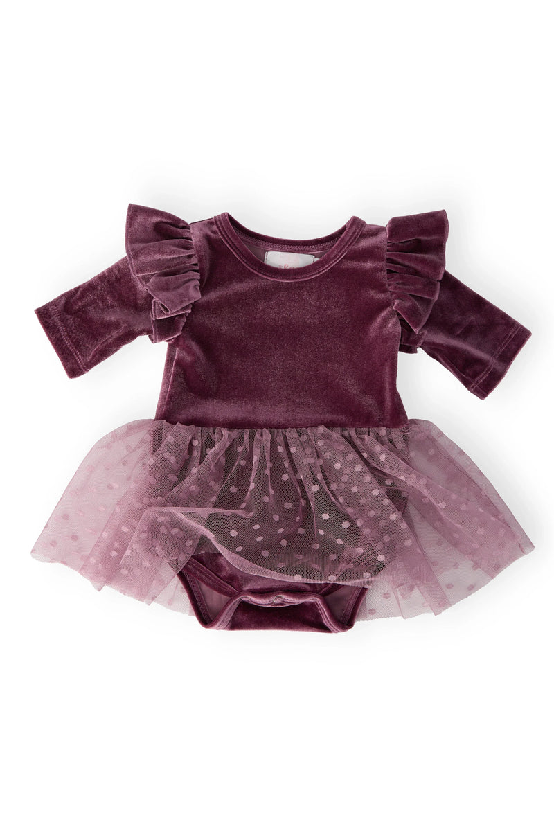 baby burgundy dress Nicolette's Couture Female Burgundy Tiered Tutu Dress, 6/7 main image 0