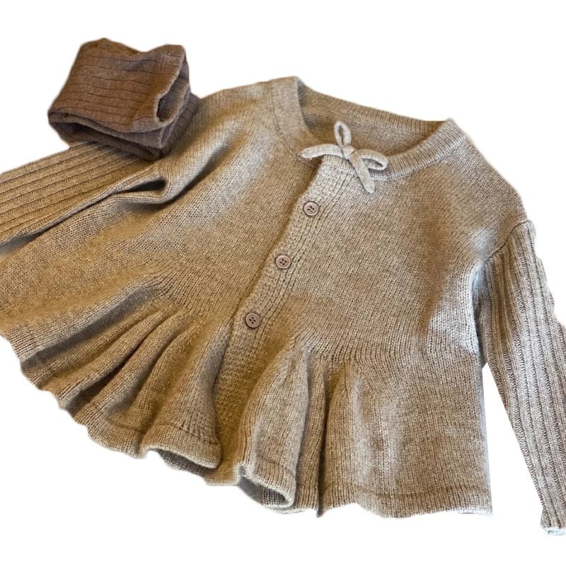 babies and kids Clothing "Cora" Taupe Beige Cardigan Sweater -The Palm Beach Baby