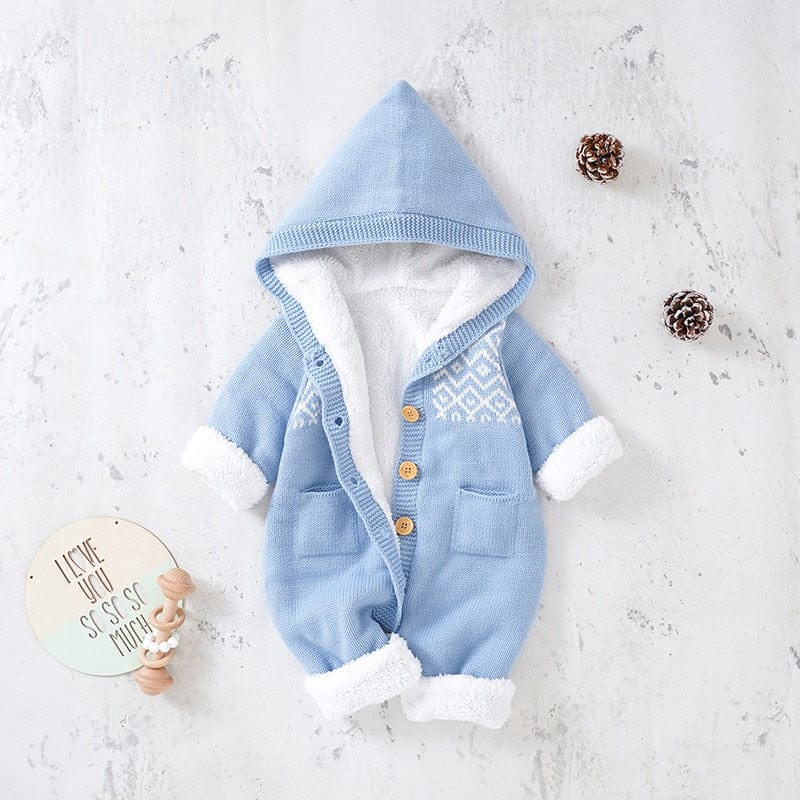babies and kids Clothing "Taylor" Hooded Fleece-Lined Knit Romper -The Palm Beach Baby