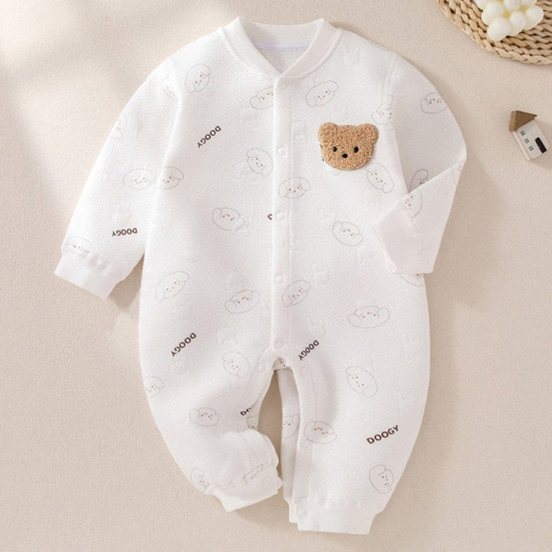 babies and kids Clothing white 1 / 0-3M / CN "Teddi Bear" Cotton Romper -The Palm Beach Baby