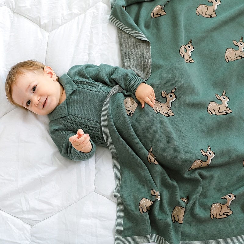 kids and babies romper blanket 2pcs / 3-6M Green Cotton Romper And/Or Blanket -The Palm Beach Baby