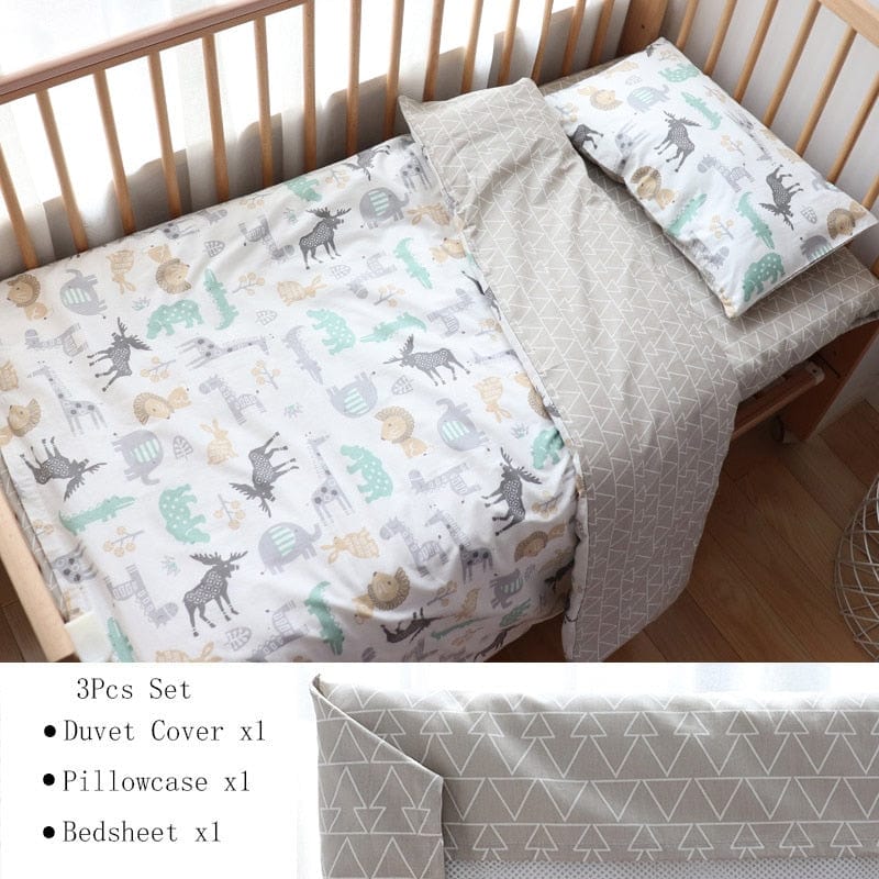 Nursury Crib Sets Animal Flat 3PC Animal-Inspired Cotton Baby's Bedding Sets -The Palm Beach Baby