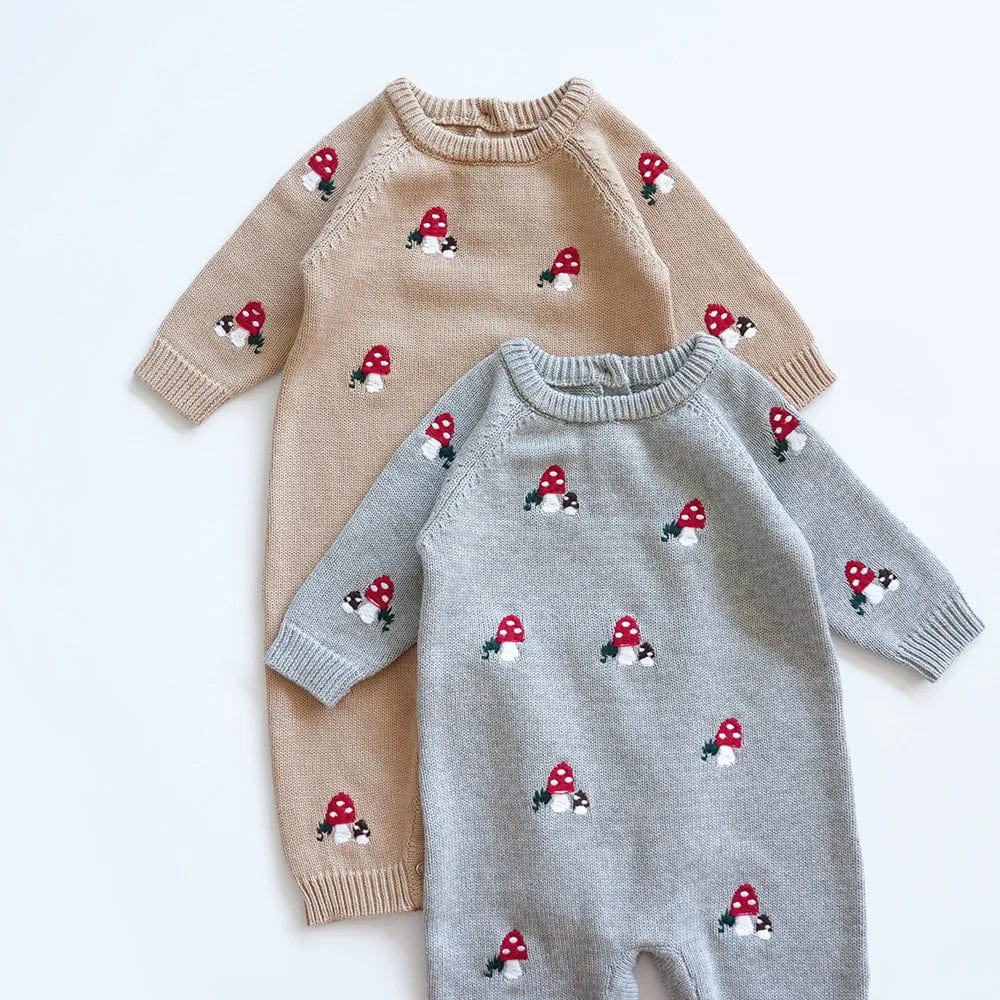 babies and kids Clothing Mushroom Cutie Embroidered Toasty-Warm Rompers -The Palm Beach Baby