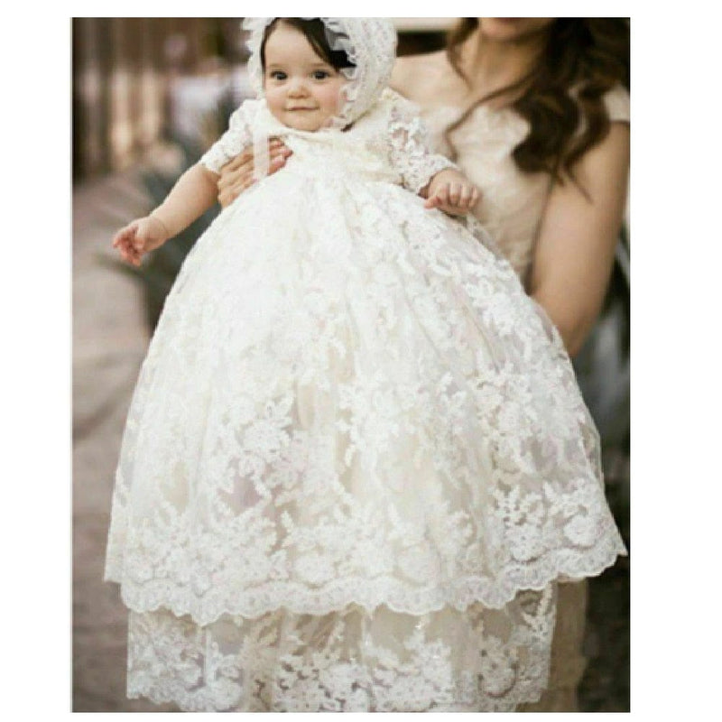 baptism dress "Charlotte" Lace Baptism Christening Gown 2 PC Set -The Palm Beach Baby