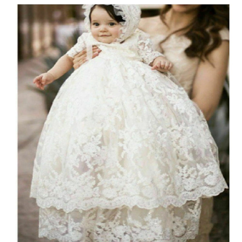 baptism dress "Charlotte" Lace Baptism Christening Gown 2 PC Set -The Palm Beach Baby