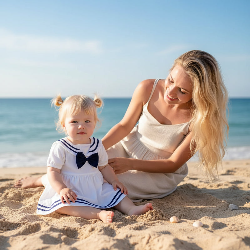 Nautical Baby Dress with Sailor Collar — The Palm Beach Baby