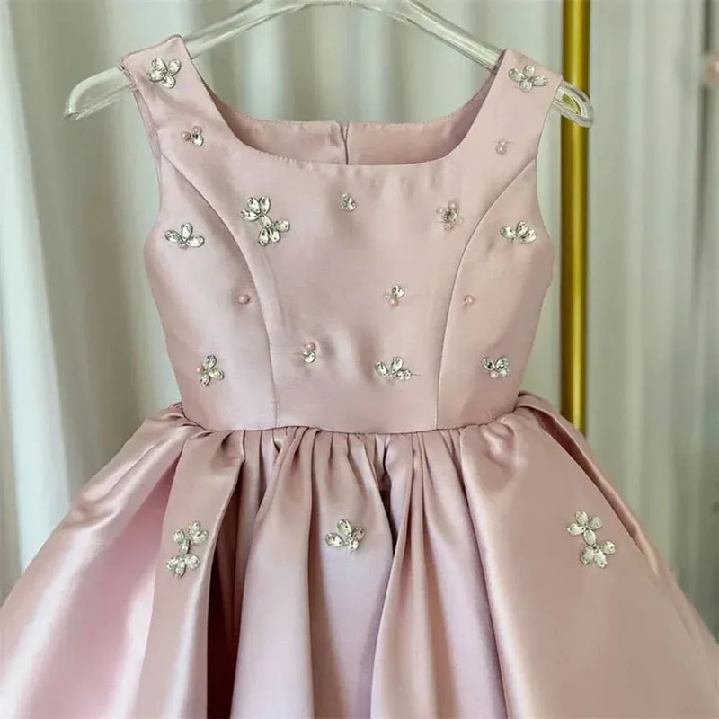 Elegant Pink Satin Girls Elegant Dress - The Palm Beach Baby Elegant Pink Satin Girls Elegant Dress - The Palm Beach Baby