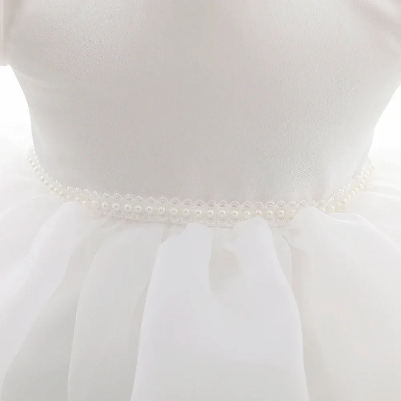 White Baby Girl Tulle Dress with Puff Sleeves The Palm Beach Baby White Baby Girl Tulle Dress with Puff Sleeves The Palm Beach Baby