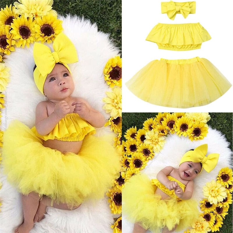 Baby & Kids Apparel "Pretty As A Daffodil" 3 PC Tutu Skirt Set -The Palm Beach Baby