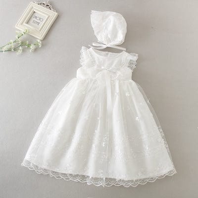 Baby & Kids Apparel white / 6M "Christina-Marie" Lace Gown With Bonnet -The Palm Beach Baby