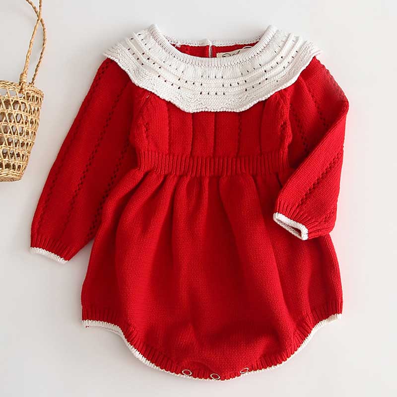 kids and babies B91H27 Red / 3M "Sara Ann" Sweater Knit Romper -The Palm Beach Baby