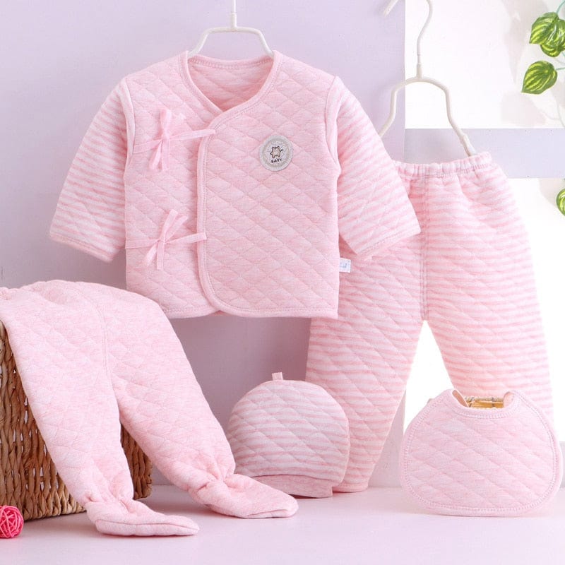 kids and babies 13 / 0-3M 5PC Newborn Baby's Quilted Cotton Layette Set 2 -The Palm Beach Baby