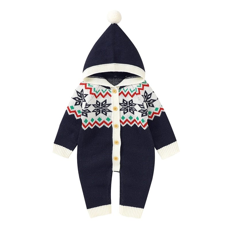 kids and babies 82W1028 Navy blue / 3M-66 "Winter Baby!" Themed Kids Knitted Rompers -The Palm Beach Baby