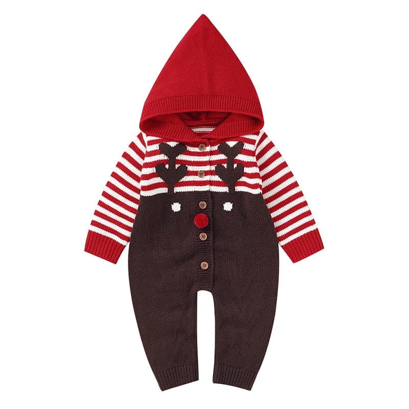 kids and babies 82W1029 Red / 3M-66 "Winter Baby!" Themed Kids Knitted Rompers -The Palm Beach Baby