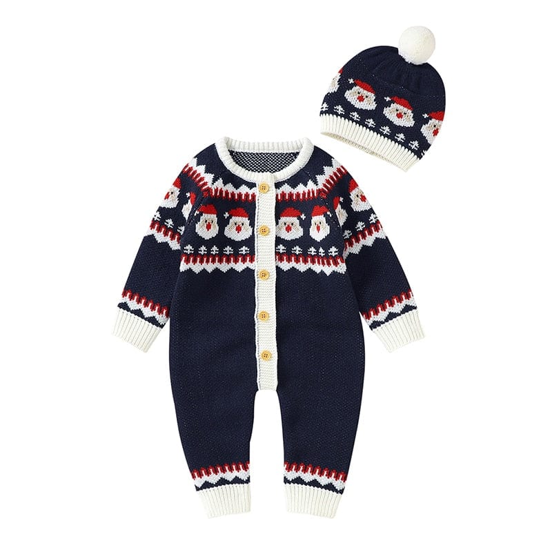 kids and babies 82W1057 Navy blue / 3M-66 "Winter Baby!" Themed Kids Knitted Rompers -The Palm Beach Baby