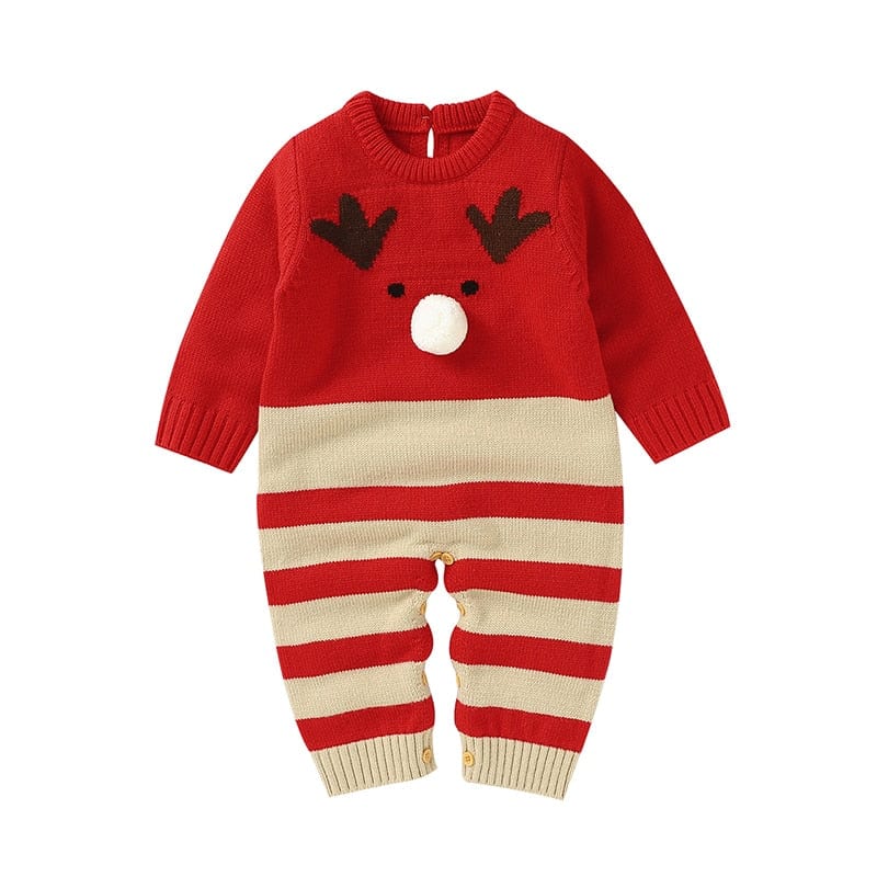 kids and babies 82W1206 Red / 3M-66 "Winter Baby!" Themed Kids Knitted Rompers -The Palm Beach Baby
