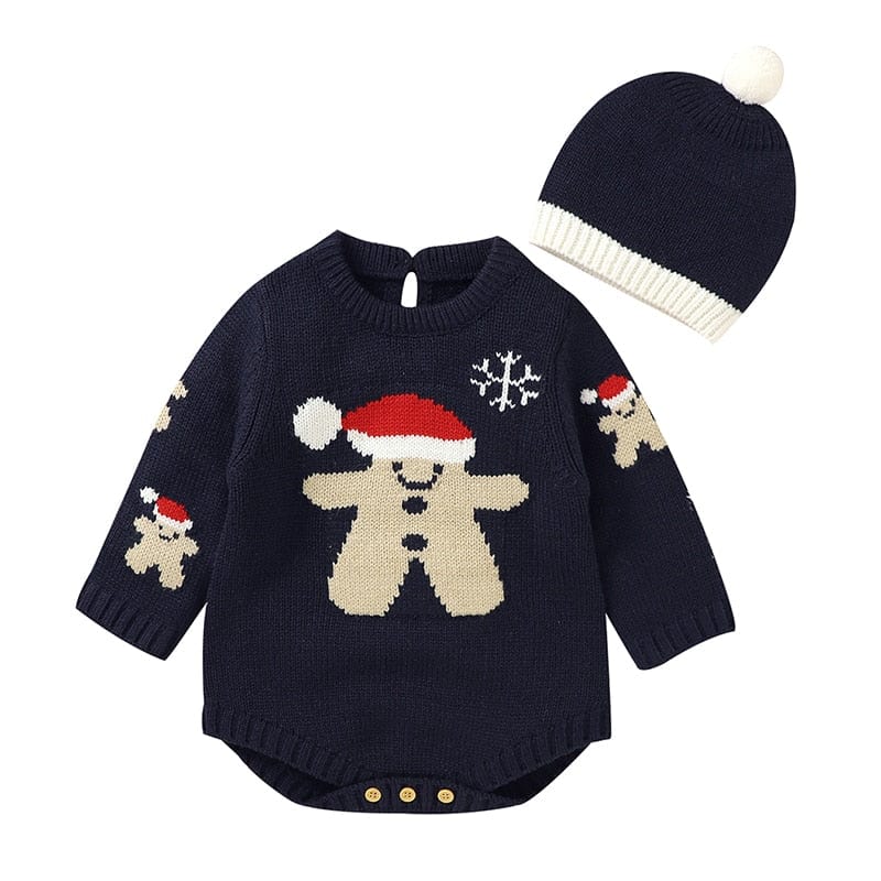 kids and babies 82W1235 Navy blue / 3M-66 "Winter Baby!" Themed Kids Knitted Rompers -The Palm Beach Baby