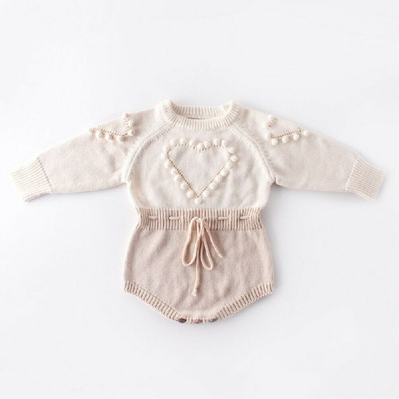kids and babies As Photo shows / 3M "Sweet Heart" Sweater Knit Romper -The Palm Beach Baby