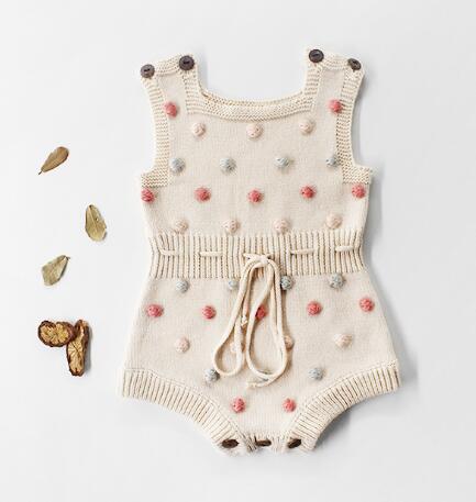 Baby & Kids Apparel 82037 Beige romper / 24M "Kayla" Knitted Baby's Romper -The Palm Beach Baby