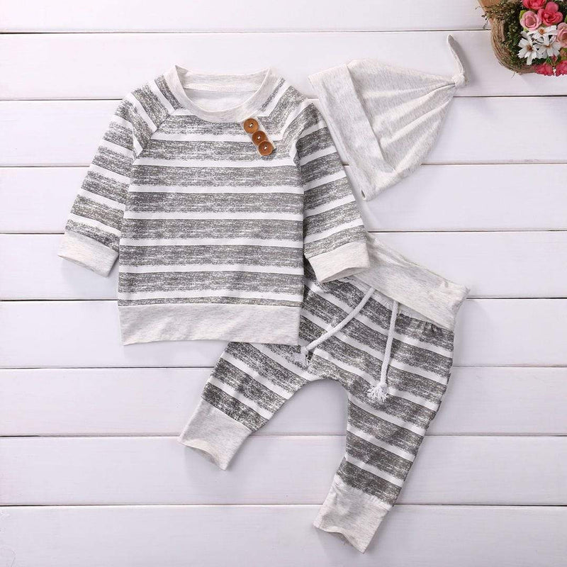 "Landon" 3 PC Babies Striped Knit Pants Set - The Palm Beach Baby
