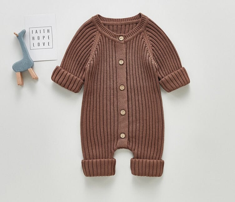 kids and babies clothing C / United States / 6M Autumn Ribbed Knit Long-Sleeved Romper -The Palm Beach Baby