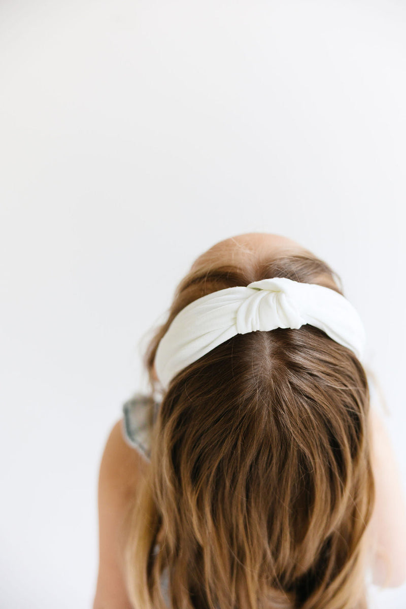 White Solid Knotted Headband