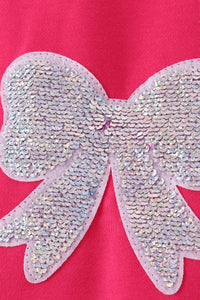 Magenta bow sequin mom&me sweatshirt