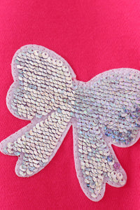 Magenta bow sequin mom&me sweatshirt