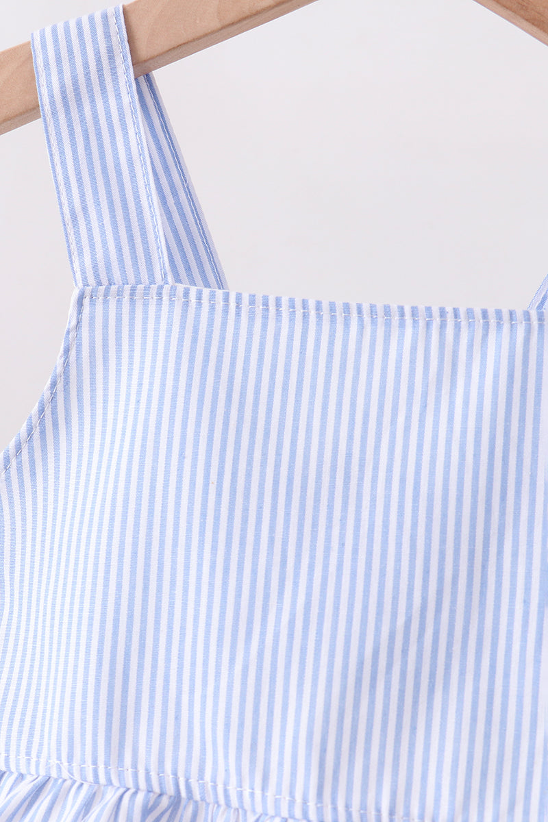 Blue Stripe 2pc Seersucker Swimsuit - Frilly Accents