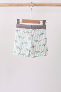 Green Stripe Shark UPF Swim Trunks