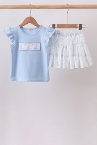 Blue Sailboat Embroidered Skorts Set | Palm Beach Baby - The Palm Beach Baby