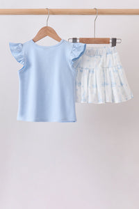 Blue Sailboat Embroidered Skorts Set | Palm Beach Baby - The Palm Beach Baby
