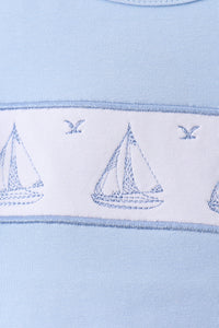 Blue Sailboat Embroidered Skorts Set | Palm Beach Baby - The Palm Beach Baby