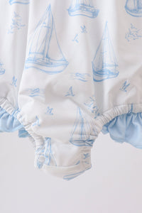 Blue Sailboat Smocked One-Piece Swimsuit - The Palm Beach Baby