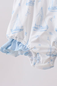 Blue Sailboat Smocked One-Piece Swimsuit - The Palm Beach Baby