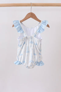 Blue Sailboat Smocked One-Piece Swimsuit - The Palm Beach Baby