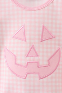 Pink Jack-O-Lantern  Applique Bow Bubble