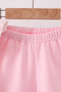 Pink Jack-O-Lantern  Applique Ruffle Shorts Set
