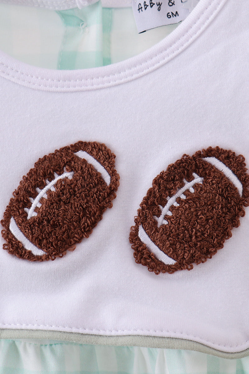 Green Football French Knit Gingham Bubble - The Palm Beach Baby Abby & Evie
